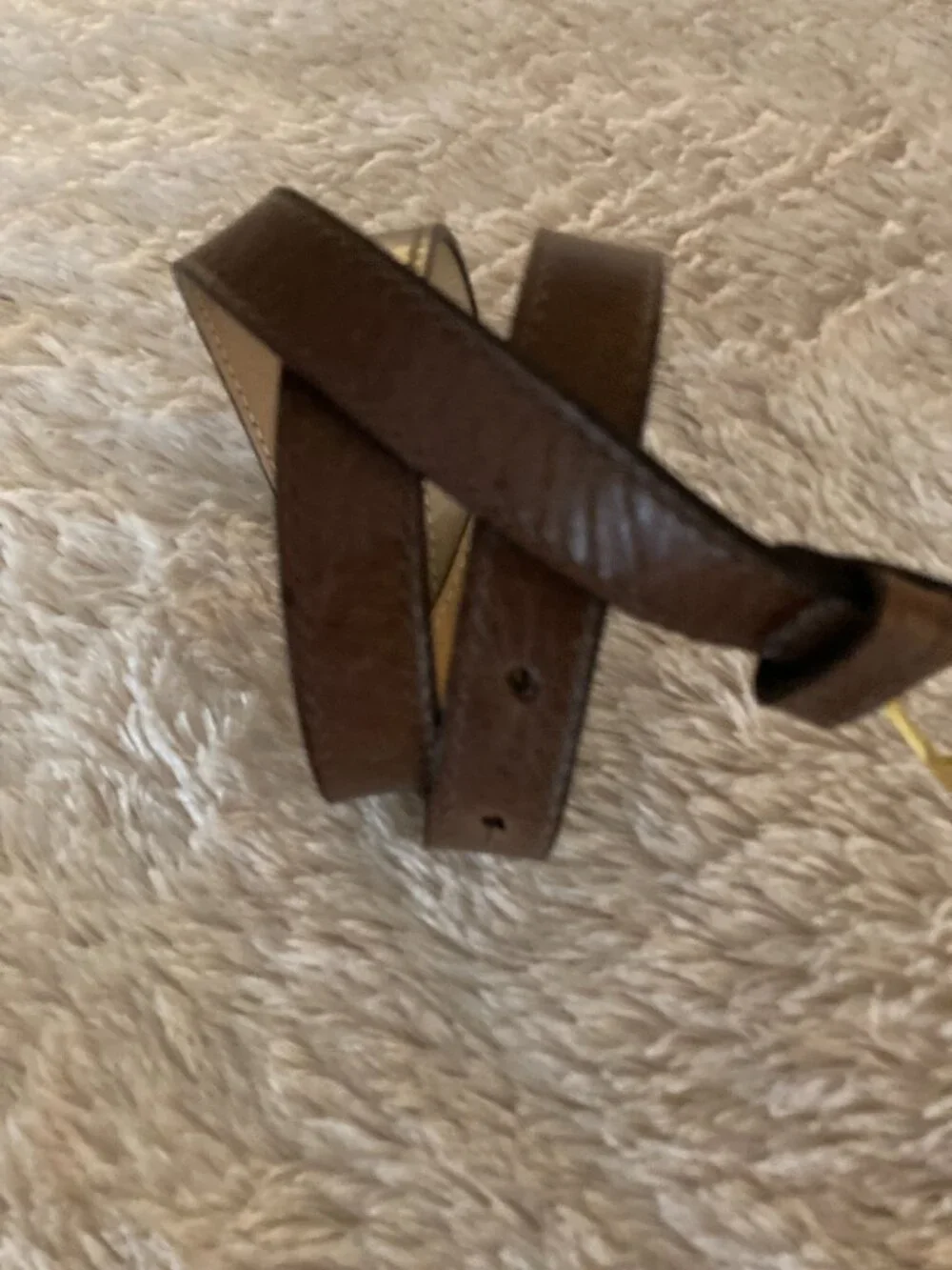 BRAVE 1992 WOMENS BELT 30 --BRASS TONE   AND LEATHER